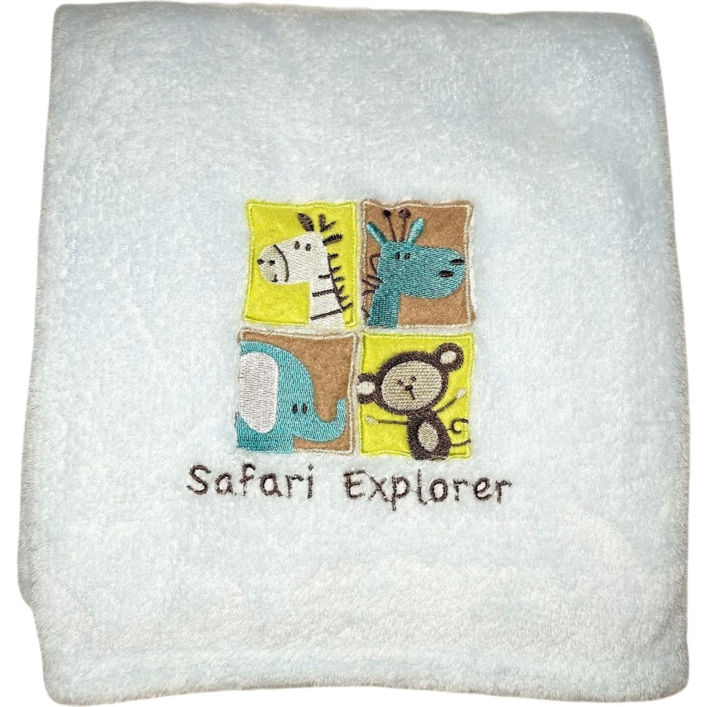 Little Beginnings Safari Explorer Baby‎ Blanket Blue Lightweight Fleece Monkey